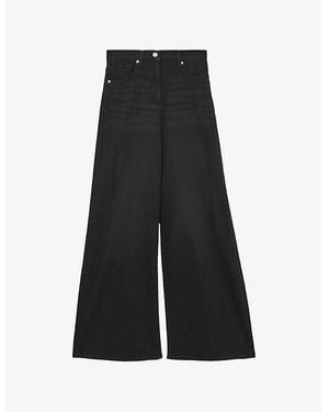 Reiss Heather Wide-Leg High-Rise Denim-Blend Jeans - Black
