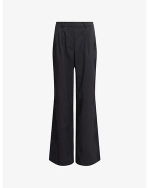 AllSaints Lacey Lace-Trim Wide-Leg High-Rise Stretch-Recycled Polyester-Blend Trousers - Black