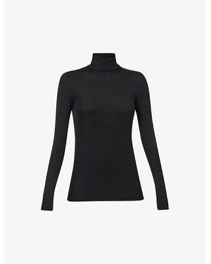 Hanro Woollen Turtleneck Wool-Silk Blend Top - Black