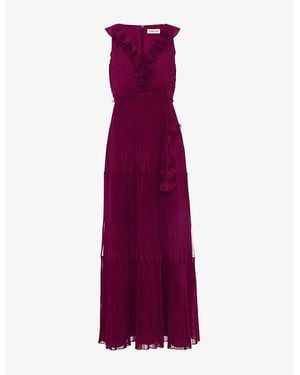 Phase Eight Klana Ruffle-Trim Sleeveless Woven Maxi Dress - Purple