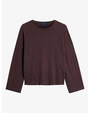 Soeur Luca Crewneck Long-Sleeve Cotton T-Shirt - Purple