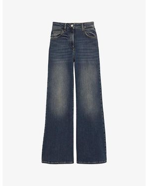 Reiss Mid Bonnie Mid-Rise Flared-Leg Denim Jeans - Blue