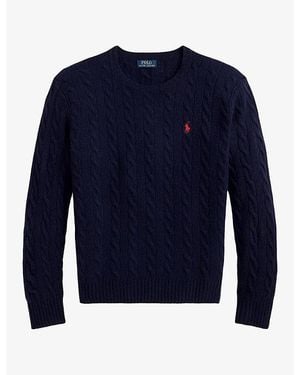 Polo Ralph Lauren Cable-Knit Crewneck Wool And Cashmere Sweater - Blue