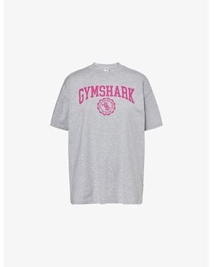 GYMSHARK Collegiate Graphic Oversized Cotton-Jersey T-Shirt - Purple