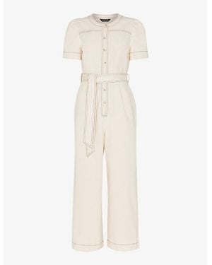Whistles Alana Short-Sleeved Denim Jumpsuit - Natural