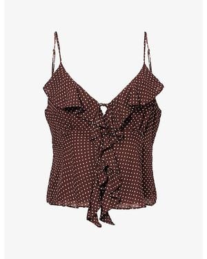 PAIGE Indiah Polka-Dot Woven Cami Top - Brown
