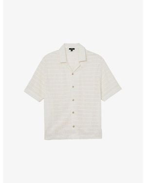 Reiss Sid Short-Sleeved Crochet Shirt - White