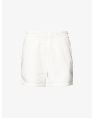 Anine Bing Kam Monogram-Embroidery Cotton-Jersey Shorts - White