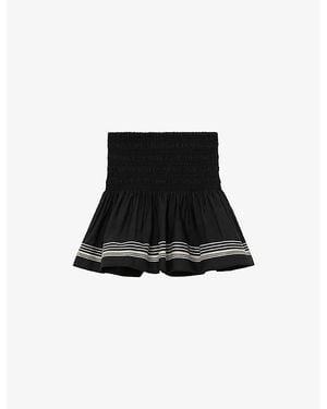 Reiss Cat Stripe-Detail Cotton Mini Skirt - Black