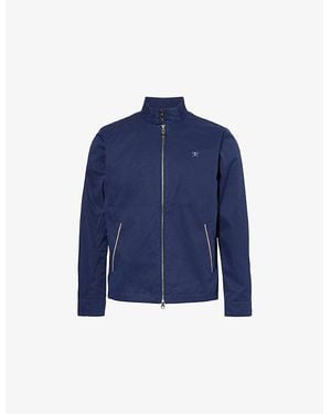 Hackett Logo-Embroidered Regular-Fit Cotton Harrington - Blue