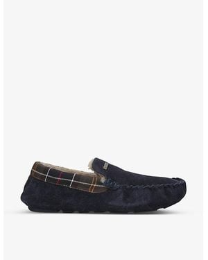 Barbour Monty Faux Shearling-Lined Tartan Slippers - Blue
