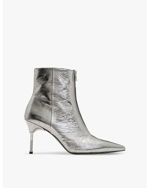 AllSaints Natasha Pointed Metallic Leather Boots - Gray