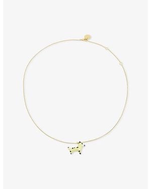 Marni Enamelled Dog Charm Brass Necklace - White