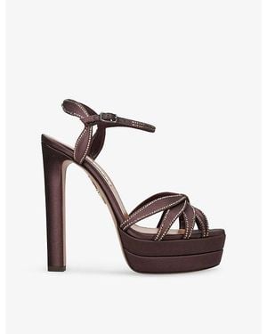 Aquazzura Soulmate 130 Heeled Satin Sandals - Brown