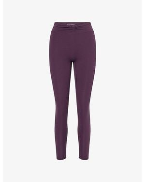 BO+TEE Ruched High-Waist Gym Leggings - Purple