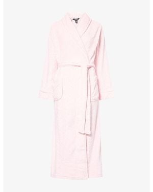 Ralph Lauren Shawl-Lapel Patch-Pocket Terry Bathrobe - Pink