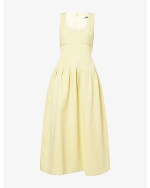 Odd Muse Cinched Cotton-Blend Midi Dress - Yellow