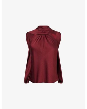 Jonathan Simkhai Scarlett Cape Satin Top - Red