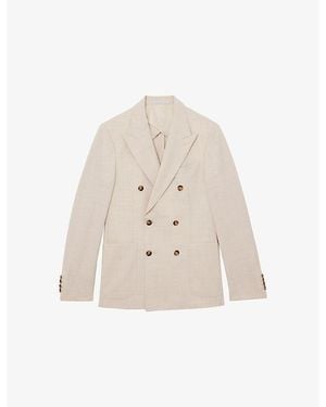 Reiss Manci Double-Breasted Woven Blazer - Natural