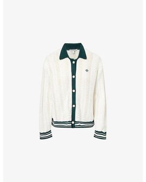 The Couture Club Contrast-Trims Crochet Cotton Shirt - White