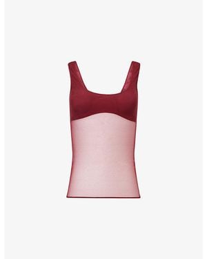Nensi Dojaka Lucy Sheer Stretch-Woven Tank Top - Red