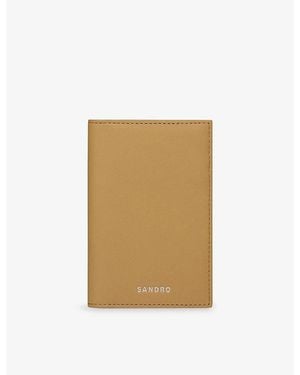 Sandro Logo-Embossed Leather Cardholder - Natural