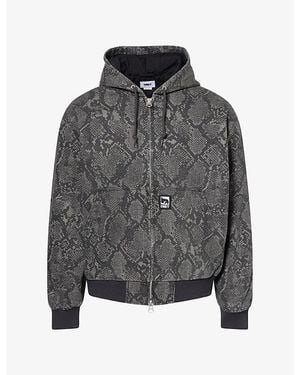 Obey Glen Snake-Print Zip Up Cotton Jacket - Gray