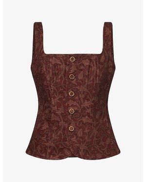 PAIGE Alessia Graphic-Pattern Cotton Top - Brown