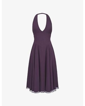 House Of Cb Solada Floral-Pattern Woven Midi Dress Xs (A-C Cup) - Purple