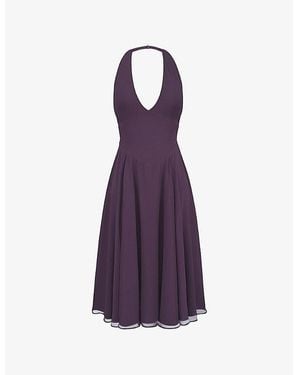 House Of Cb Solada Floral-Pattern Woven Midi Dress Xs (A-C Cup) - Purple