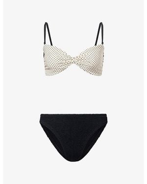 Hunza G Delphine Polka-Dot Bikini Set - White