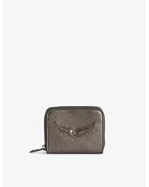 Zadig & Voltaire Metallic-Finish Leather Coin Purse - Grey