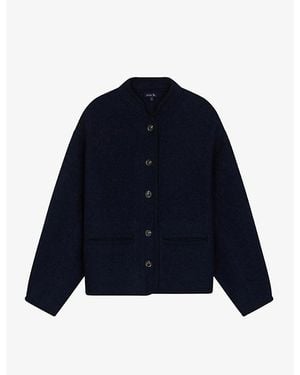 Soeur Olympe Cropped Boxy-Fit Wool Jacket - Blue