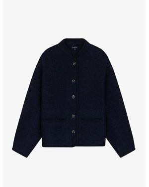 Soeur Olympe Cropped Boxy-Fit Wool Jacket - Blue