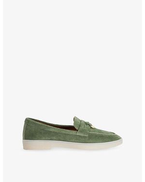 Dune Grinning Suede Loafers - Green