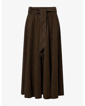 ME+EM Belted Corduroy Maxi Skirt - Brown