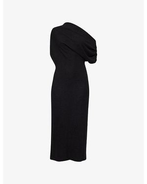 Reformation Iris Asymmetric Knit Midi Dress - Black