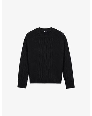 The Kooples Textured Round-Neck Stretch-Wool Jumper - Black