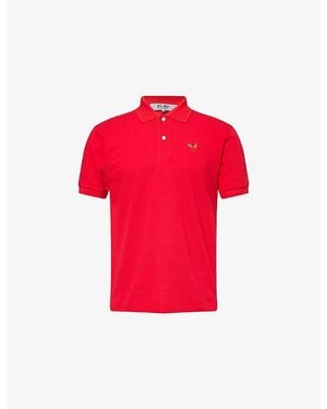 COMME DES GARÇONS PLAY Heart-Appliqué Regular-Fit Cotton Piqué Polo Shirt - Red