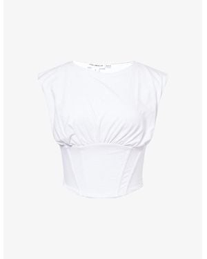 GOOD AMERICAN Corset Sleeveless Stretch-Cotton Top - White