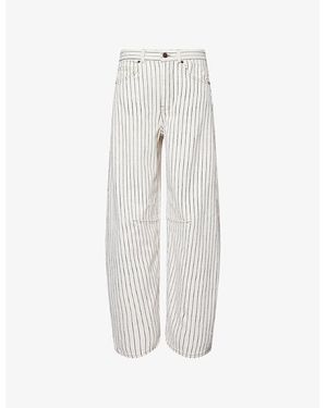 ME+EM Extreme Striped Stretch-Denim Jeans - White