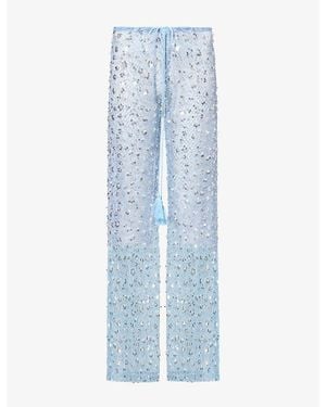 Jaded London Deva Sequin Straight-Leg Knit Trousers - Blue