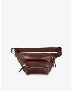 Sandro Logo-Print Faux-Leather Belt Bag - Brown