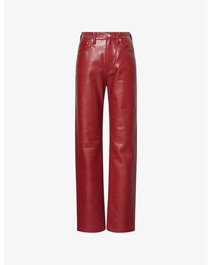 Agolde 90's Pinch Waist Leather-Blend Jeans - Red