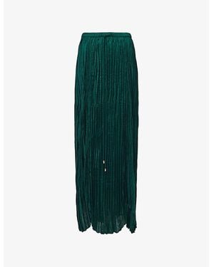 eem Lace Insert Plisse Woven Maxi Skirt - Green