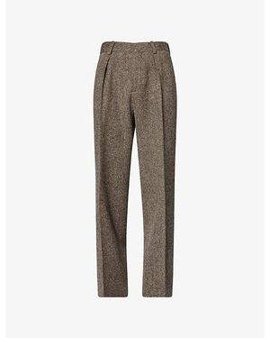 JW Anderson Brand-Patch Straight-Leg Wool Trousers - Grey