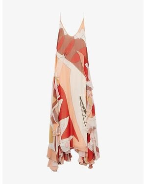 Reiss Sasha Graphic-Print Woven Maxi Dress - Red