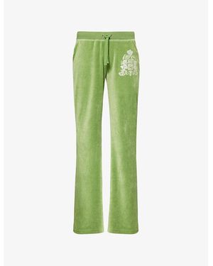 Juicy Couture Caisa Juicy Now Straight-Leg Velour Jogging Bottoms - Green