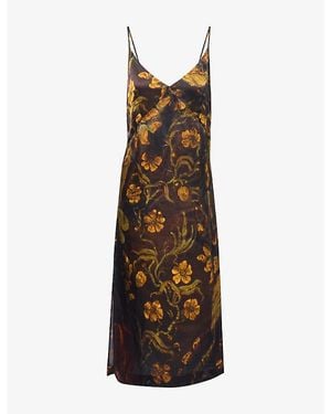 Dries Van Noten Delor Silk Midi Dress - Brown