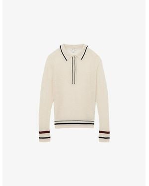 Reiss Cece Contrast-Tipping Wool And Cashmere-Blend Polo Jumper - White